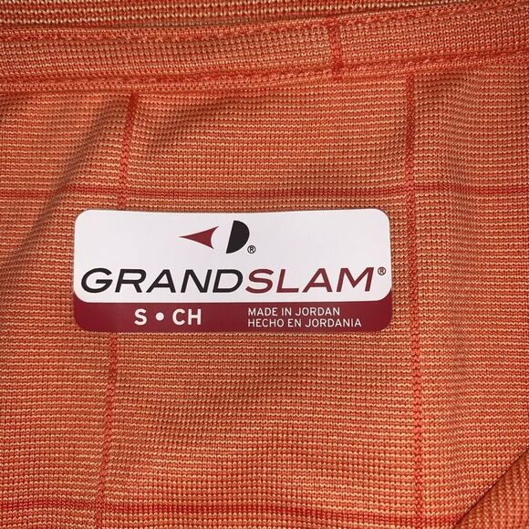 Grand Slam Men’s Small Orange Striped Short Sleeve‎ Polo Shirt Golf Tennis - Picture 2 of 6